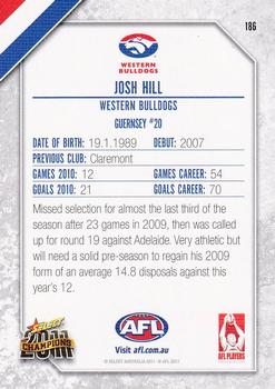 2011 Select AFL Champions #186 Josh Hill Back